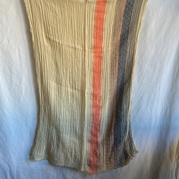 Cream/orange/gray/tan semi-sheer crinkle scarf / shawl - Picture 4 of 5